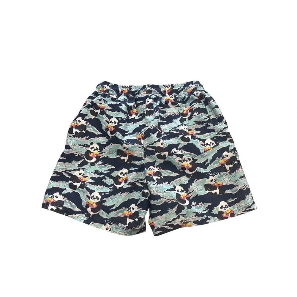 No Boundaries Elastic Waist Blue Panda Swim Trunks Men's Size S (28-30)